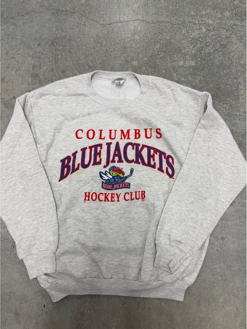 Vintage 90s Columbus Blue Jackets Sweatshirt NHL Hockey Club Grey Made in USA